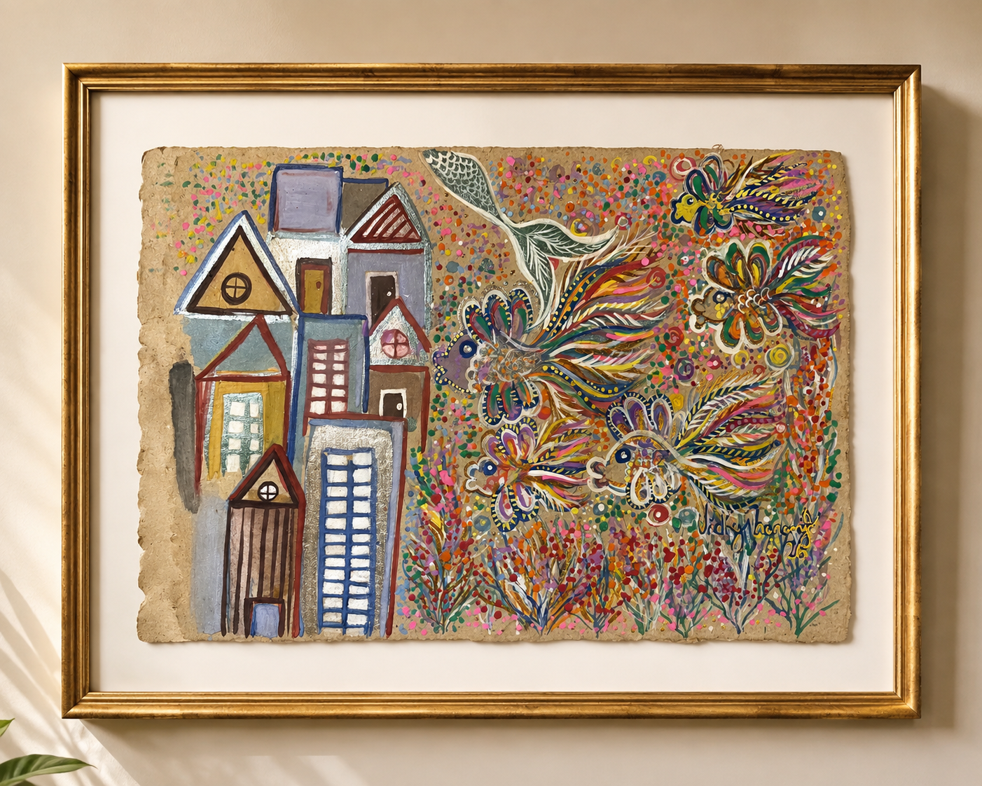 Fishes in the city, contemporary original watercolor - Image 2